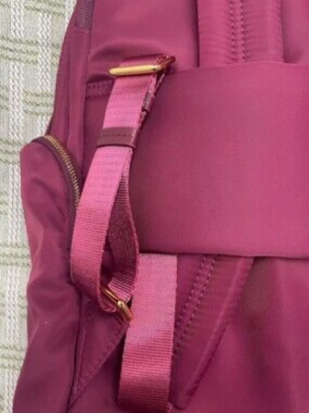 Tumi Burgundy Backpack with Gold Hardware